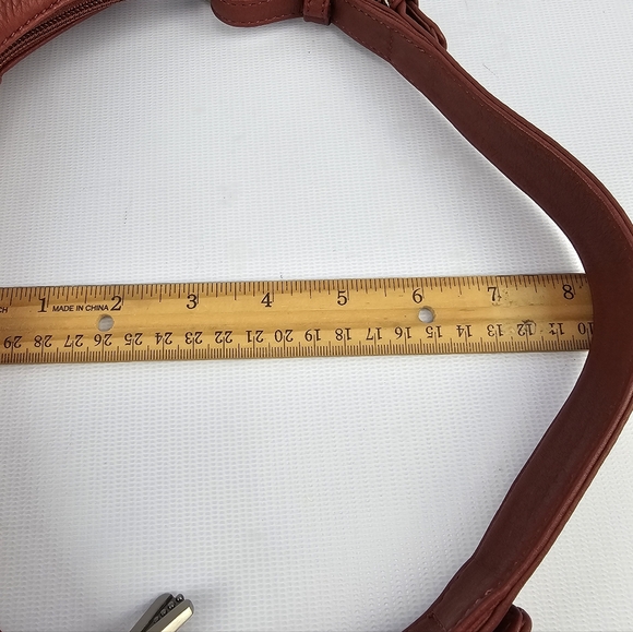 Longaberger Leather So Rachel Boho Shoulder Bag  Merlot/Red - Picture 12 of 12